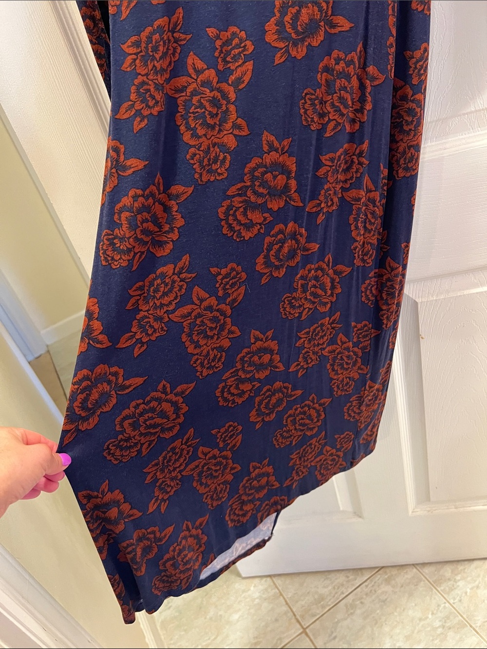 Forever 21 Navy Wrap Dress with Rust Floral Print - Picture 7 of 7